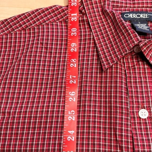 Men's Short Sleeve check plaid red Shirt by Cherokee size L - Picture 4 of 8